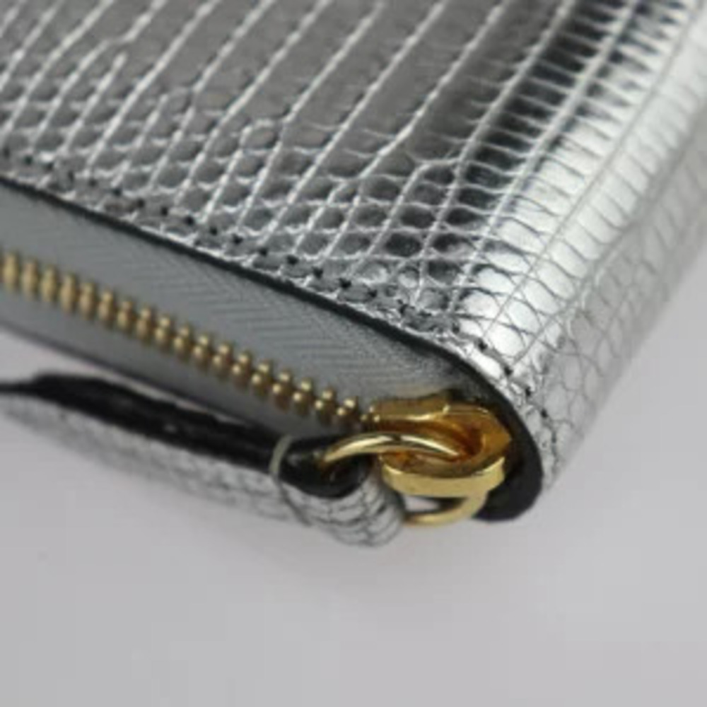 GUCCI GG Marmont long wallet Lizard leather Silver Round zipper - Picture 5 of 9
